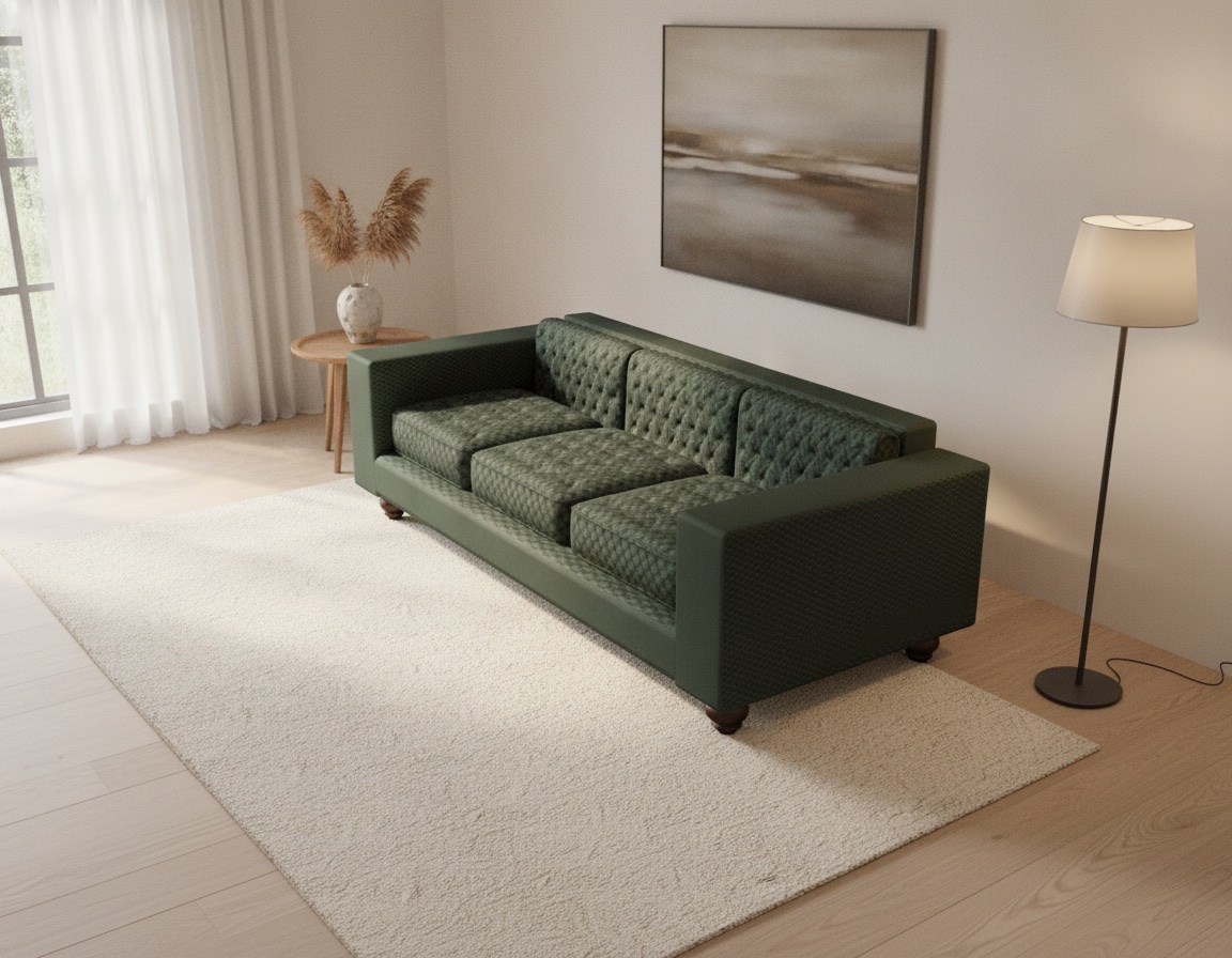 Photorealistic AI render of the same customized product in a room